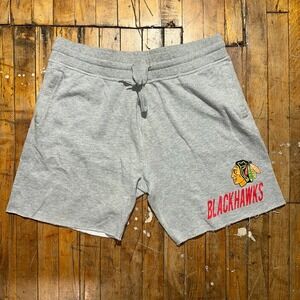Chicago Blackhawks NHL Sideline Shorts Men's XL Gray Fleece Lined Drawstring